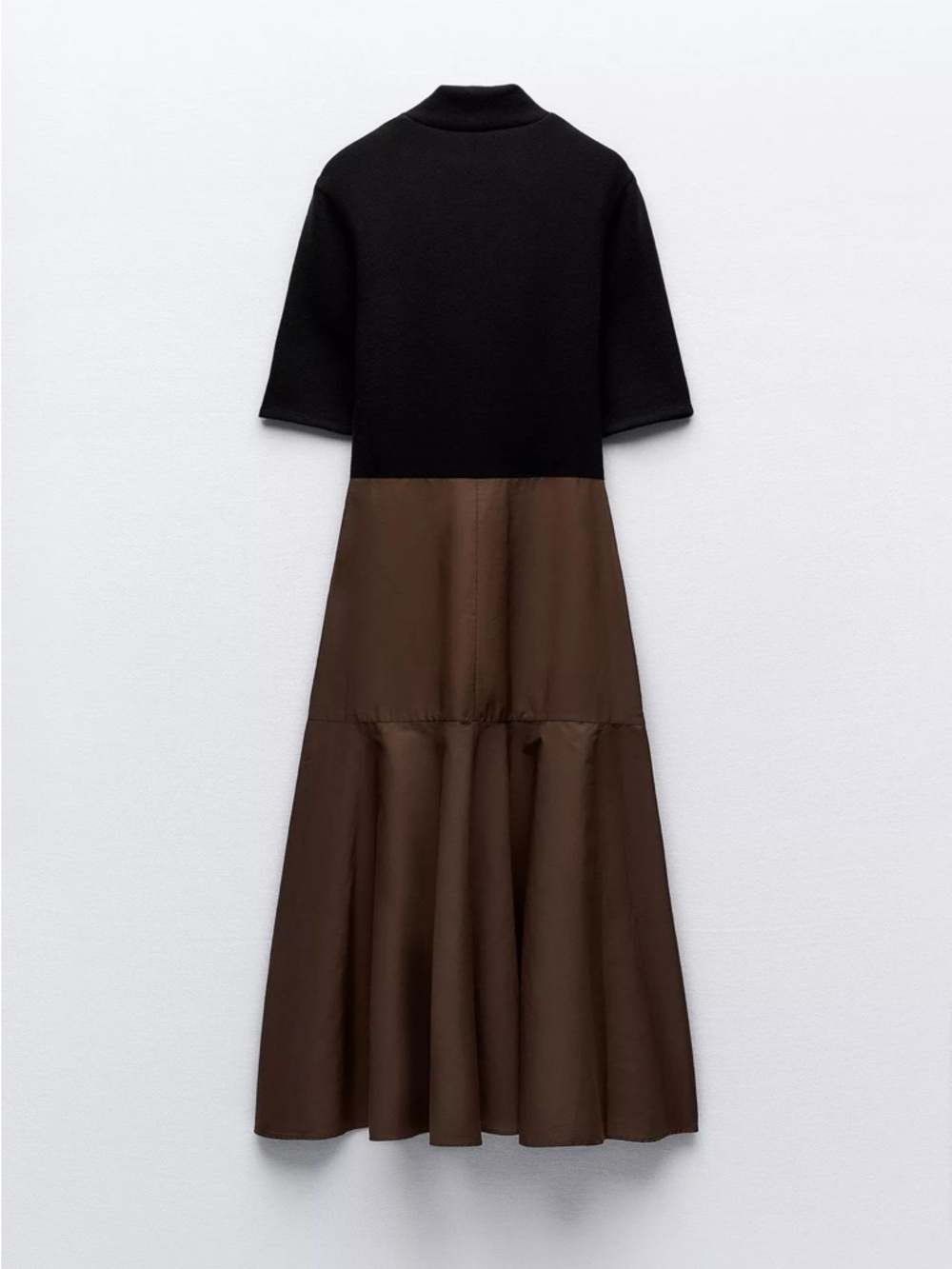 NWT Zara Two-Tone Black and Brown Midi Dress